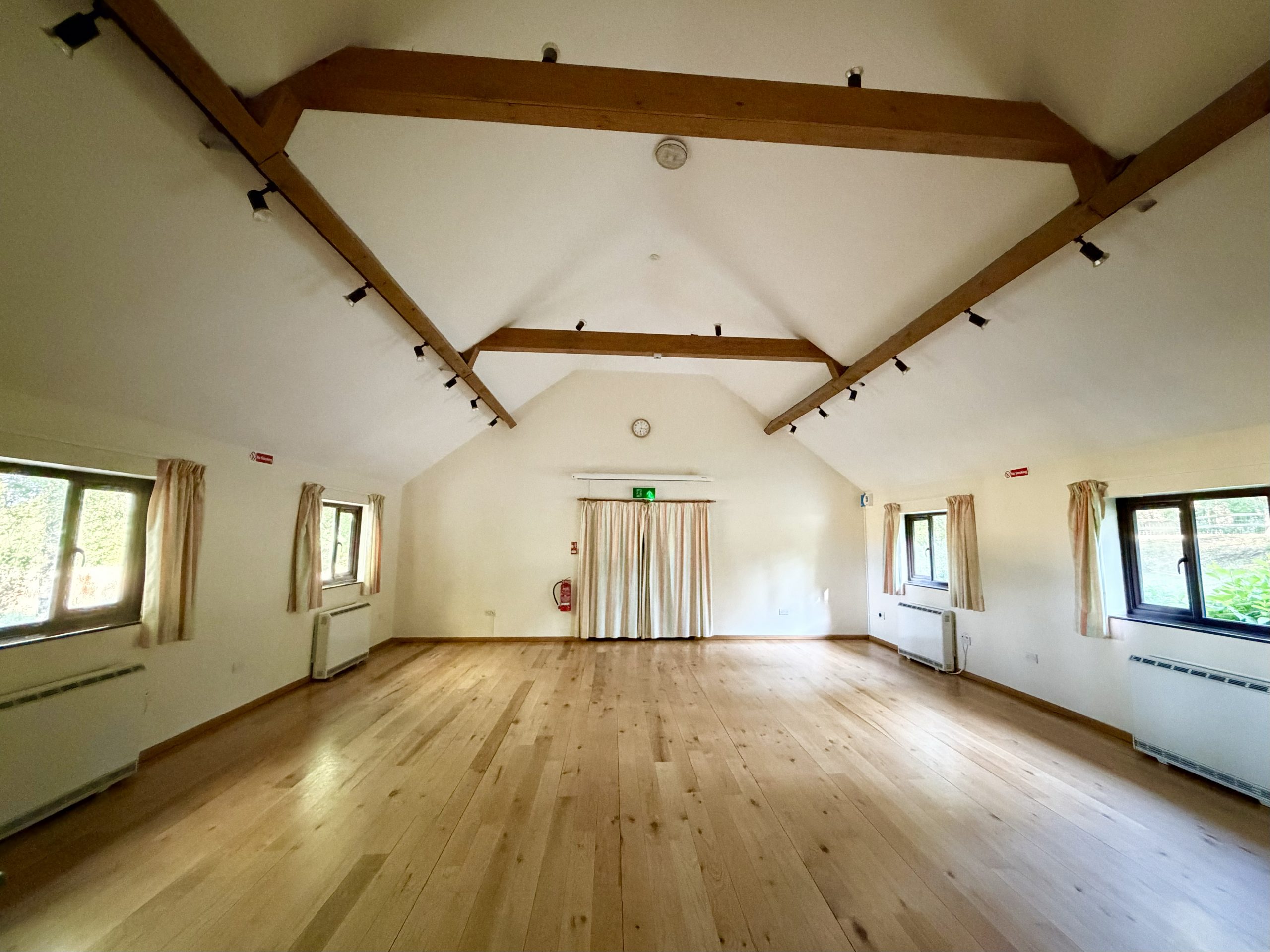 Inside Westmeston Parish Hall — a bright, warm space